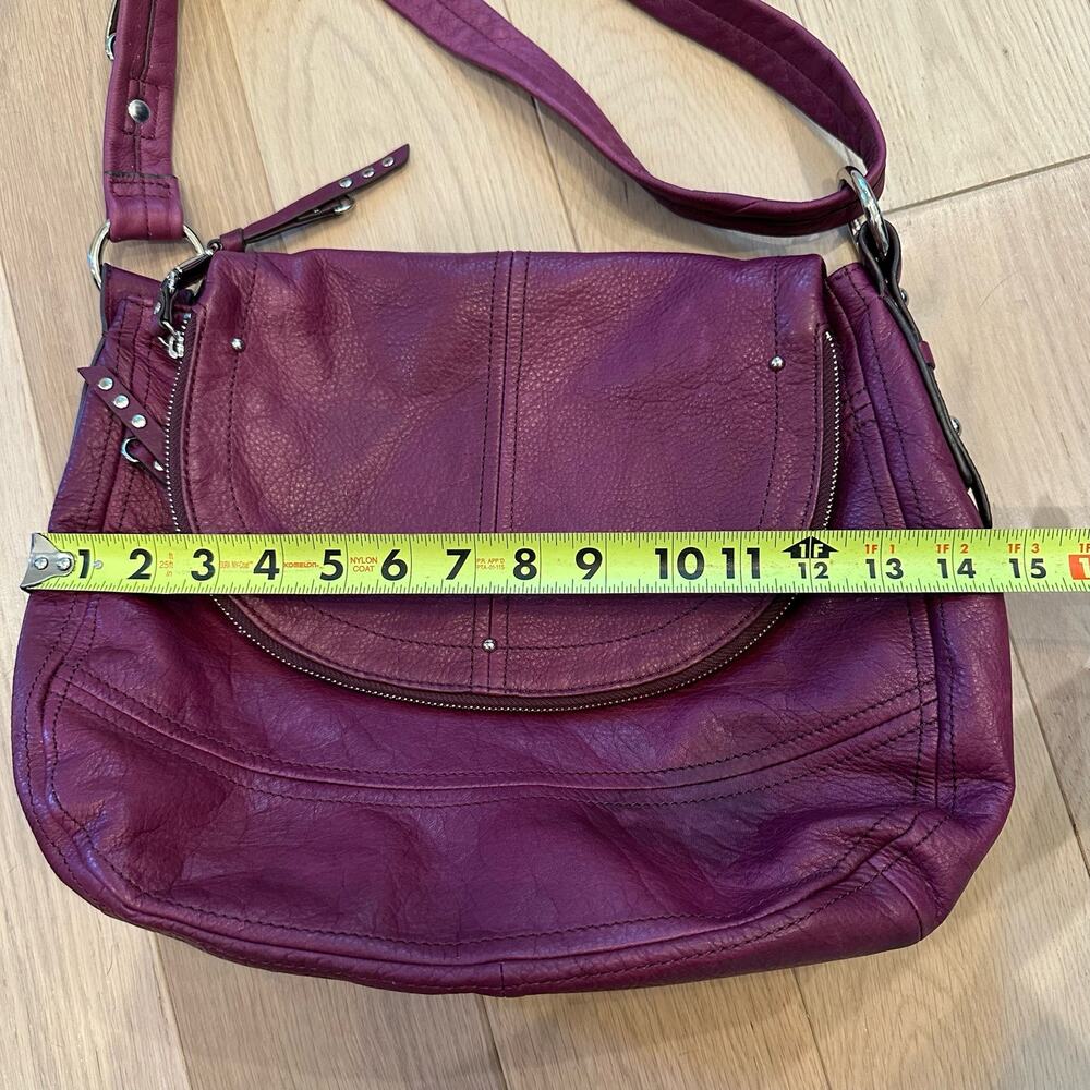 B Makowsky Purple Leather Hobo Style Convertible Satchel Purse - Picture 8 of 11